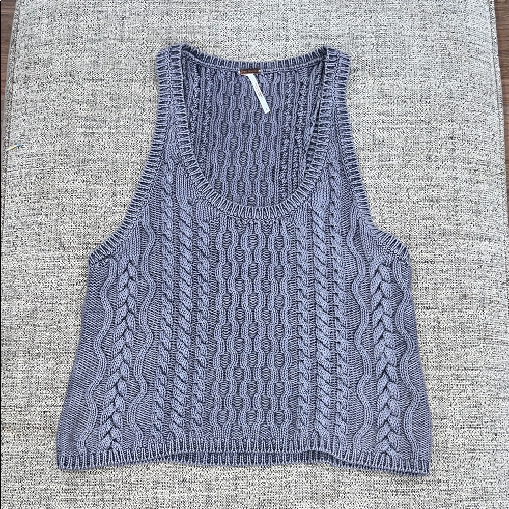 Free People Blue Cable Knit Tank Top